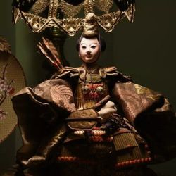 18'' Antique Japanese Warrior Ningyo Shogun Doll, Emperor Doll, Samurai Armour
