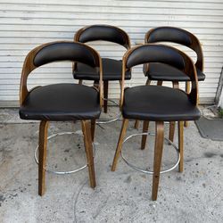 Bar Stools Set Of 4 Brown 