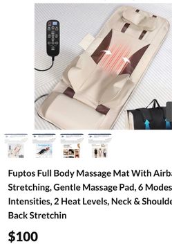 Fuptos Full Body Massage Mat With Airbag Stretching, Gentle Massage Pad, 6 Modes, 5 Intensities, 2 Heat Levels, Neck & Shoulder Relief, Back Stretchin