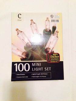 Mini String Light Sets 100-ct Clear with Green Wire