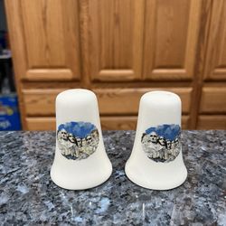 Ceramic Vintage ceramic Mt. Rushmore Pair of Salt and Pepper Shakes.  Size approximately 3 inches tall.  Preowned no chips Or Cracks 