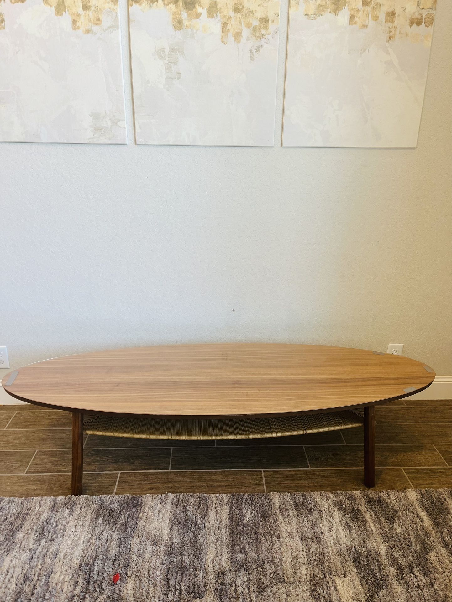 Coffee table, walnut veneer, 70 7/8x23 1/4 "