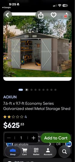 AOXUN 7.6x9.7 ft Metal Storage Shed