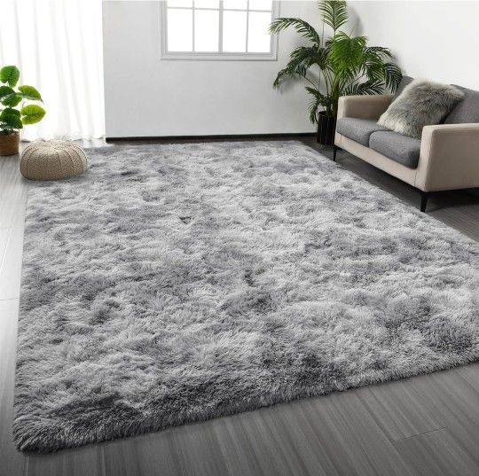 Large Shag Area Rugs 6 x 9, Tie-Dyed Plush Fuzzy Rugs for Living Room, Ultra Soft Fluffy Furry Rugs for Bedroom, Indoor Carpet Nursery Rugs for Kids R