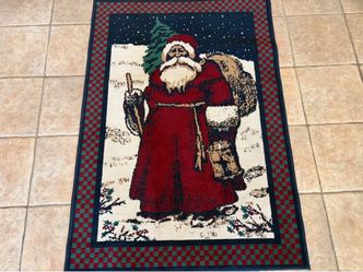 Charming Vintage “Old World Santa” Area Accent Rug