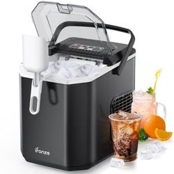Portable Ice Maker,  Ice Maker Countertop, 2 Sizes 9 Bullet Ice Cubes in 6 Mins, 26lbs/24Hrs, Self Cleaning Pebble Ice Machine 