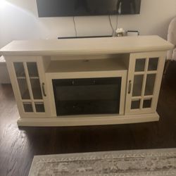 Tv Unit With Electric Fireplace And Heat