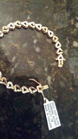 Gold over silver diamond bracelet 7"