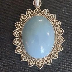 Sterling Silver Genuine Stone (Chalcedony?)