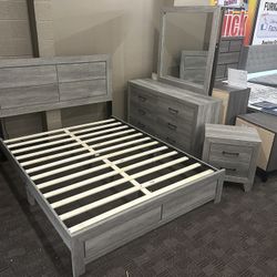 4 Pc Gray Queen Bedroom Set 