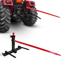 3 Point Trailer Hitch Quick Attach Bale Spear with 2" Receivers, 49” Hay Bale Spear and 2 x 17” Stabilizer Spears 3000lbs Capacity with 1-7/8'' Traile