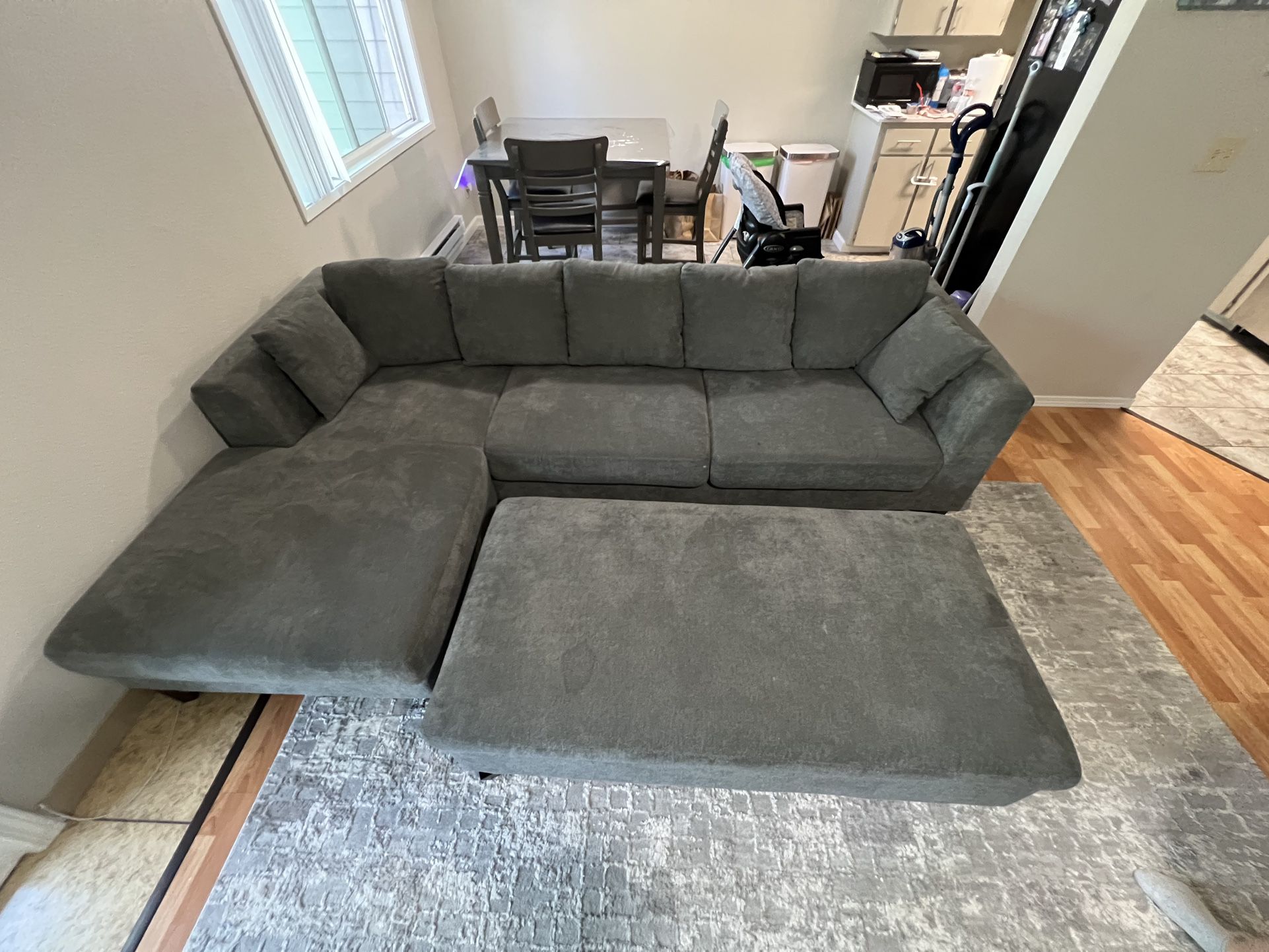 Grey Couch With Foot Rest