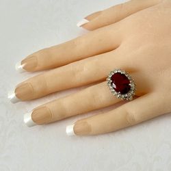 Red Cocktail Ring, Size 7