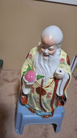 Chinese Glazed Porcelain Shou Lao Sculpture.