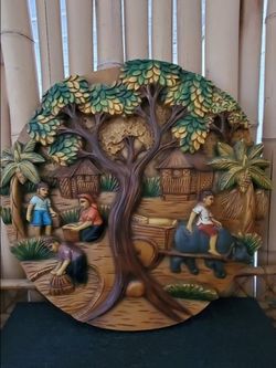 Carved Wood Panel Art