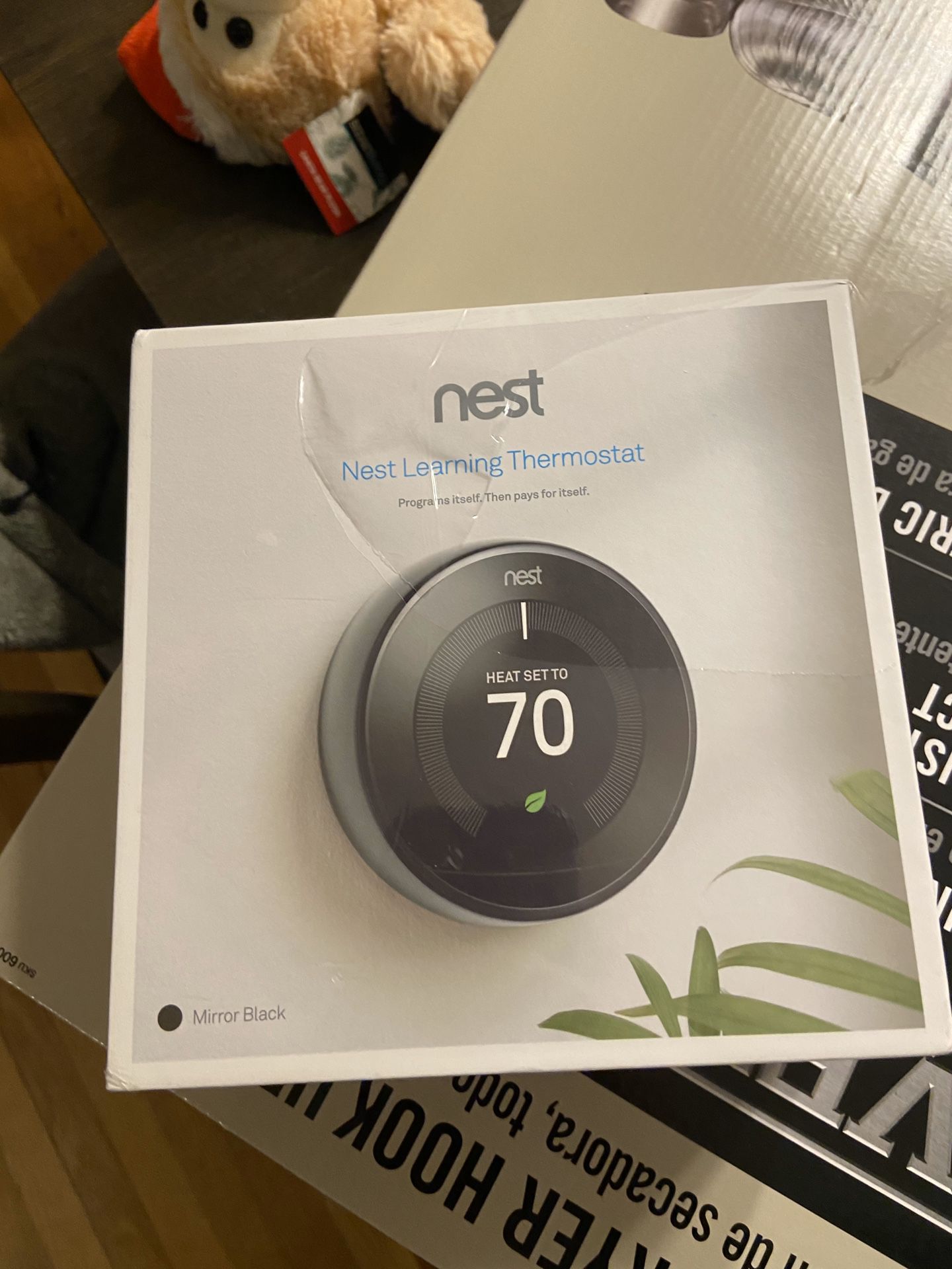 Google Nest Smart Thermostat, Mirror Black, Works With Alexa