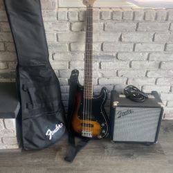 Black  Squier Bass Guitar By Fender 