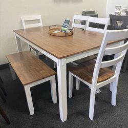 Dining Table Set With 4 Chairs And Bench