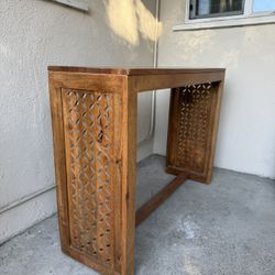 Made In India Wood Console Table 42” X 13” X 30.5” Tall