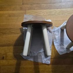 2 wooden stools