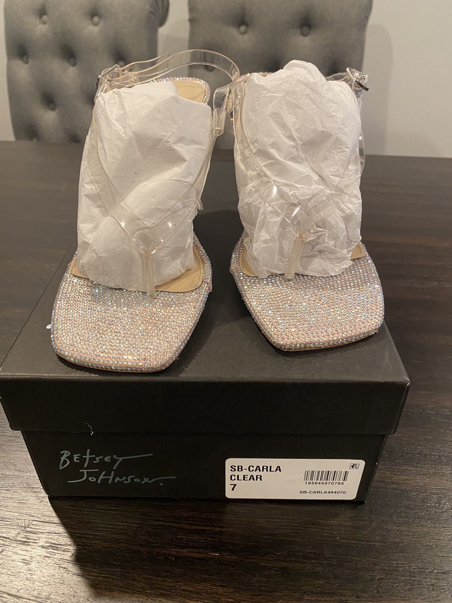 Betsey Johnson Clear Sandal Heel 7