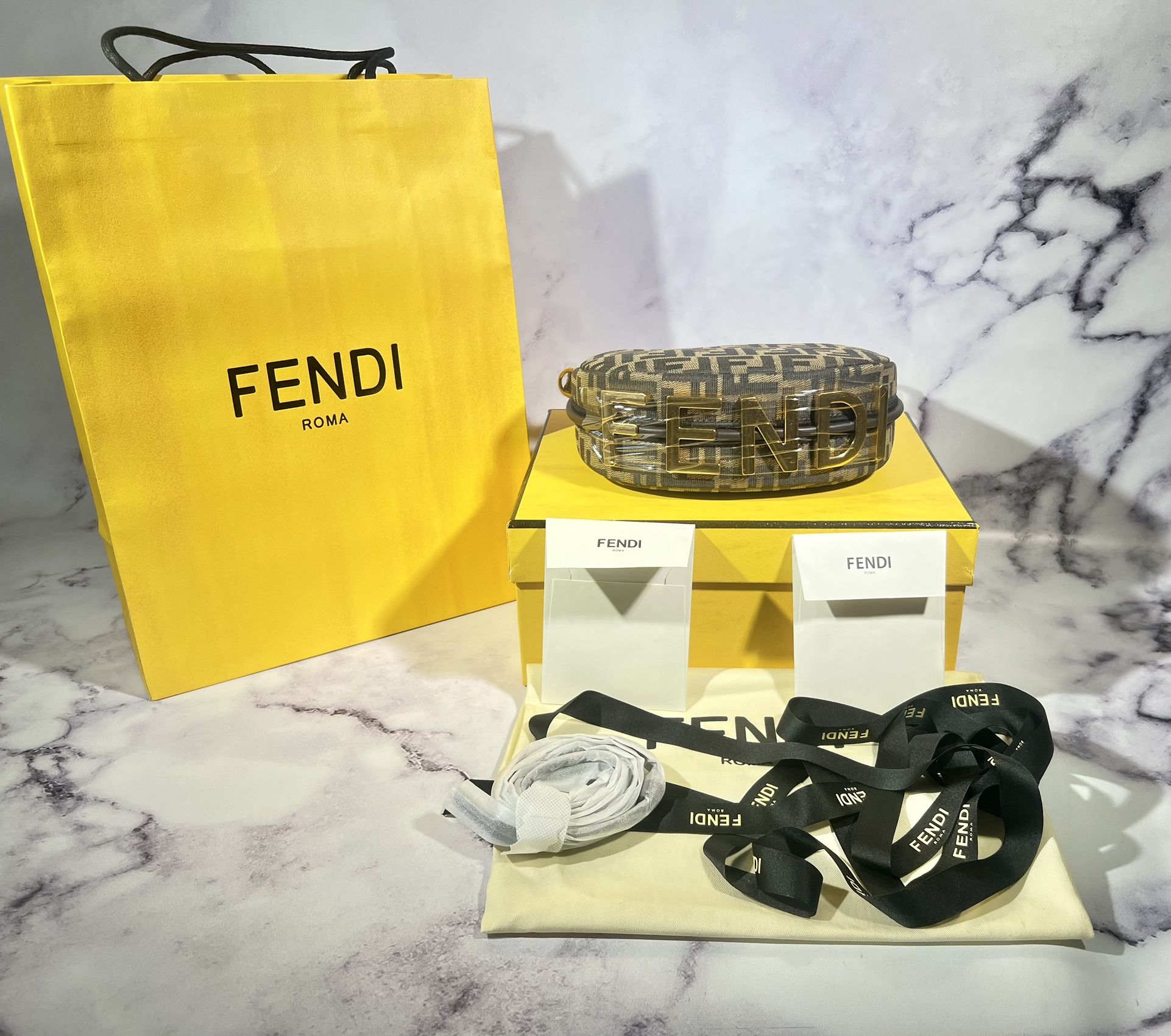 Fendi Fendigraphy Mini Brown FF jacquard fabric mini bag