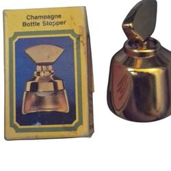 Vintage 24 Carat Gold Plate Champagne Wine Bottle Stopper In Original Box New