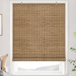 LazBlinds Cordless Bamboo Blinds, Bamboo Roll Up Shades for Windows, Privacy Hanging Window Blinds, Shades for Patio Indoor/Outdoor Porch=U15-100