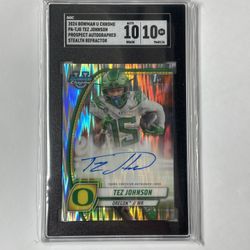 2024 Bowman U Chrome Tez Johnson Prospect Stealth Refractor Auto SGC 10/10