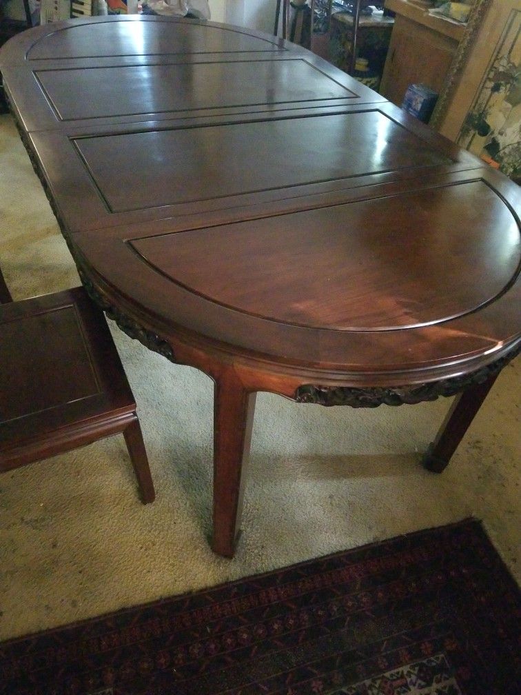 Vintage Asian Rosewood Dining Table 6 Chairs Nice