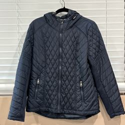 Sebby Juniors hooded quilted raincoat in navy blue