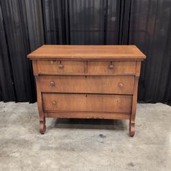 Brown Stained Wood Two-Over-Two Drawer Dresser
