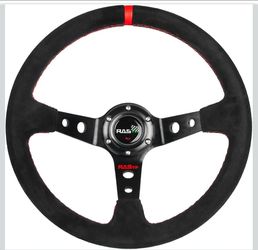 RASTP Universal 6 Bolts 13.58”/345mm Deep Dish Racing Steering Wheel