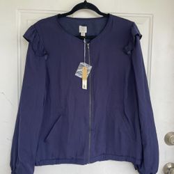 Women's LC Lauren Conrad Ruffle Bomber Jacket Size 14