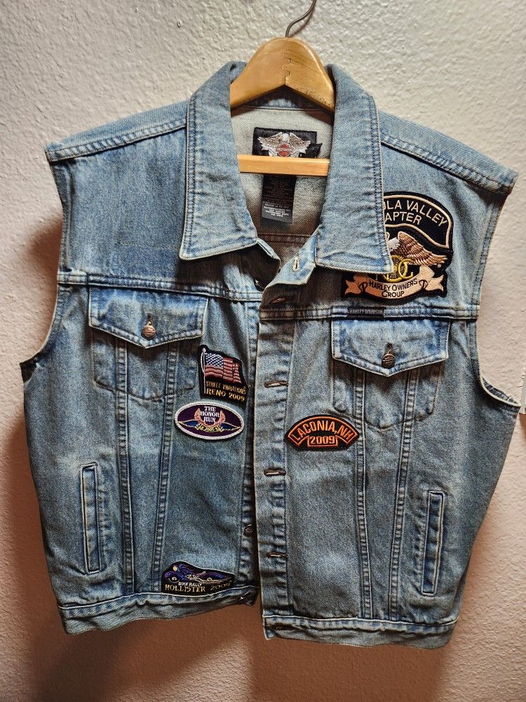 Harley Davidson Mens Denim Vest- L