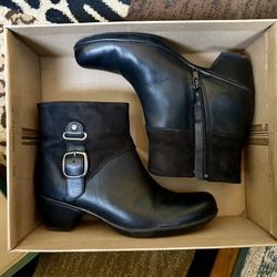 Clark’s Ingall Niles Black Leather Ankle Boots Size 8