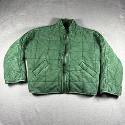 Free People Dolman Quilted Knit Women’s XS Green Jacket Oversized Front Zip