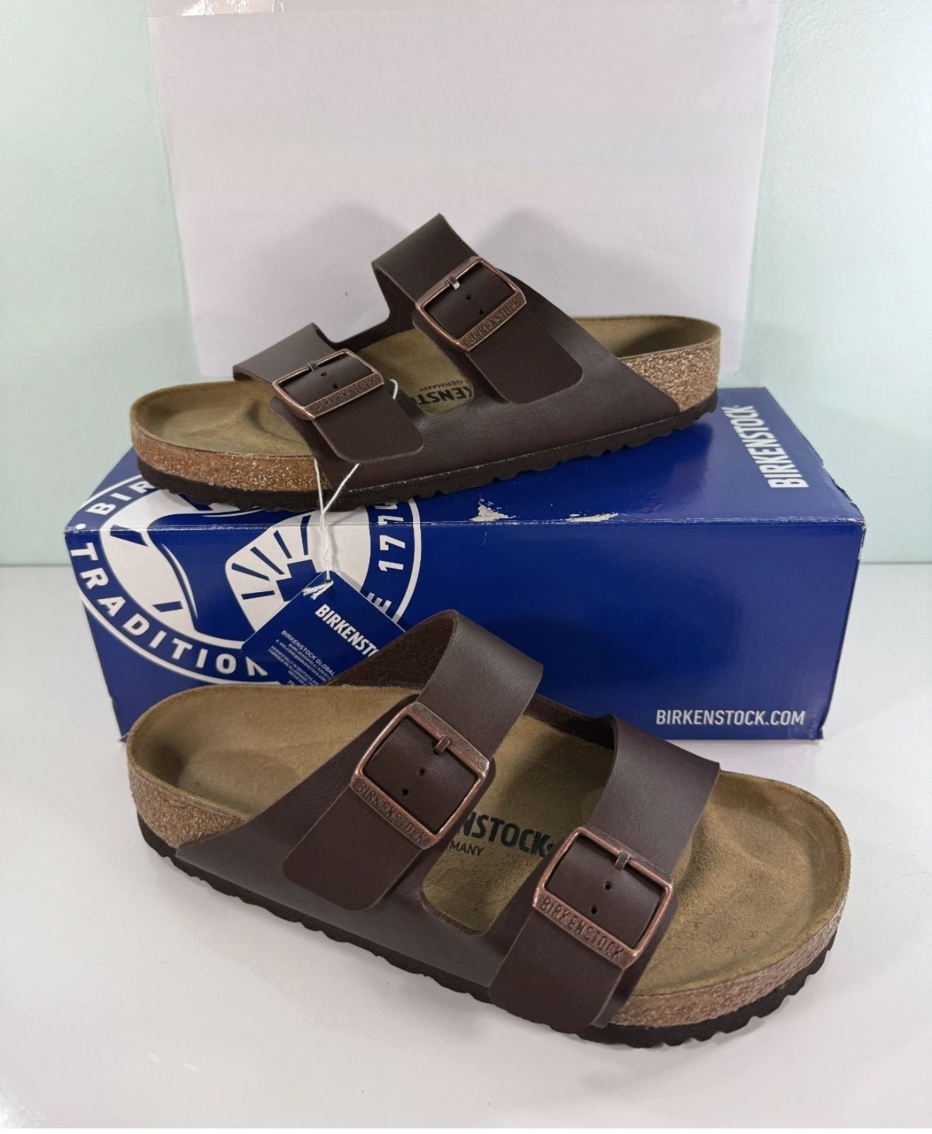 New Birkenstock Arizona BS Dark Brown Regular Fit Sandals - size 38/ size 41