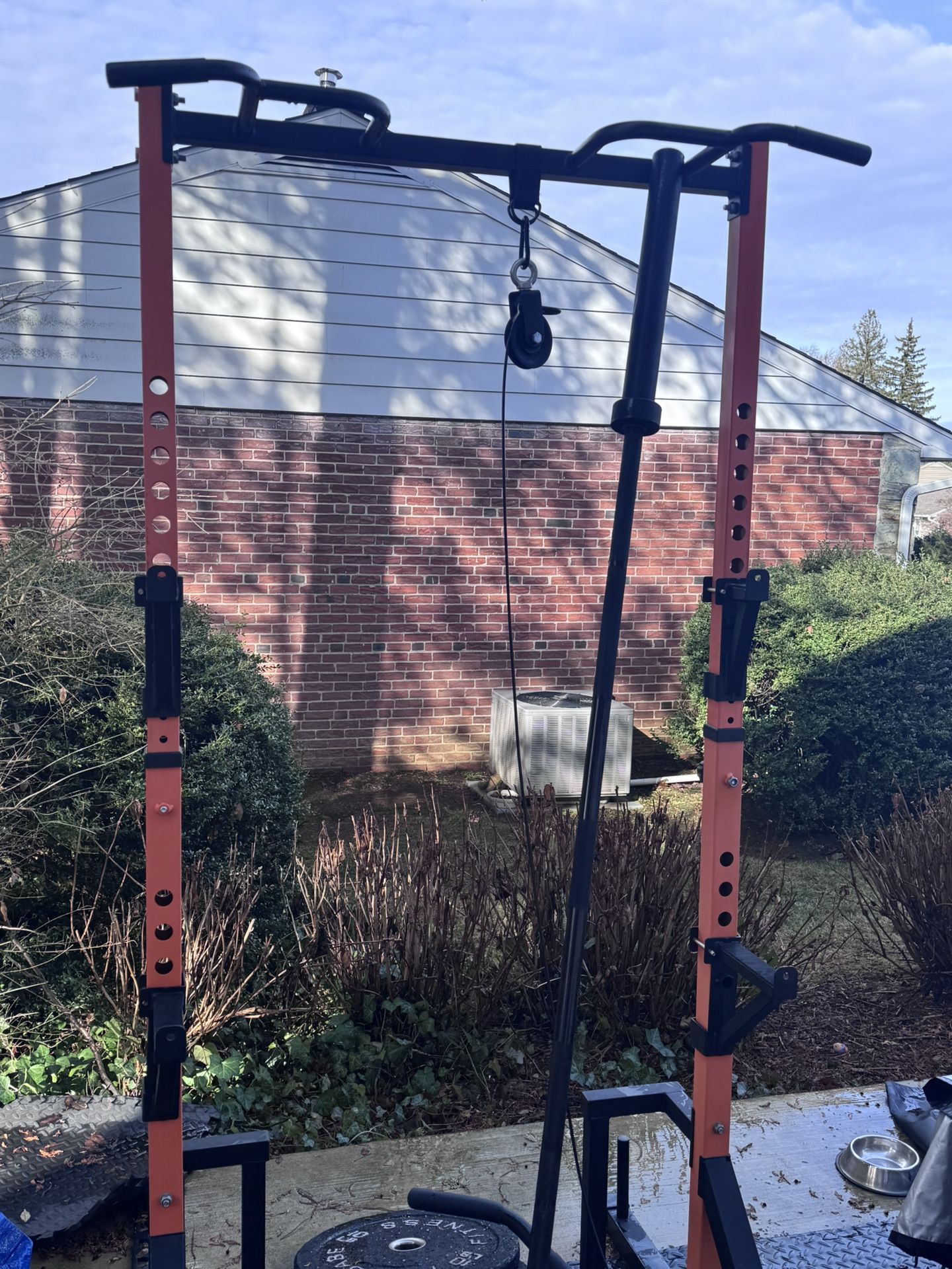 Weight Rack, Olympic Bar, And Weights Set