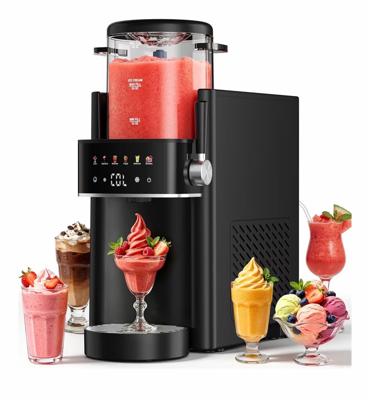 Black 2-in-1 Slushie & Soft Ice Cream Machine