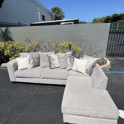 Beautiful Grey Gray Fabric Upholstery L Sectional Living Room Set Modern Contemporary Couch Sofa 