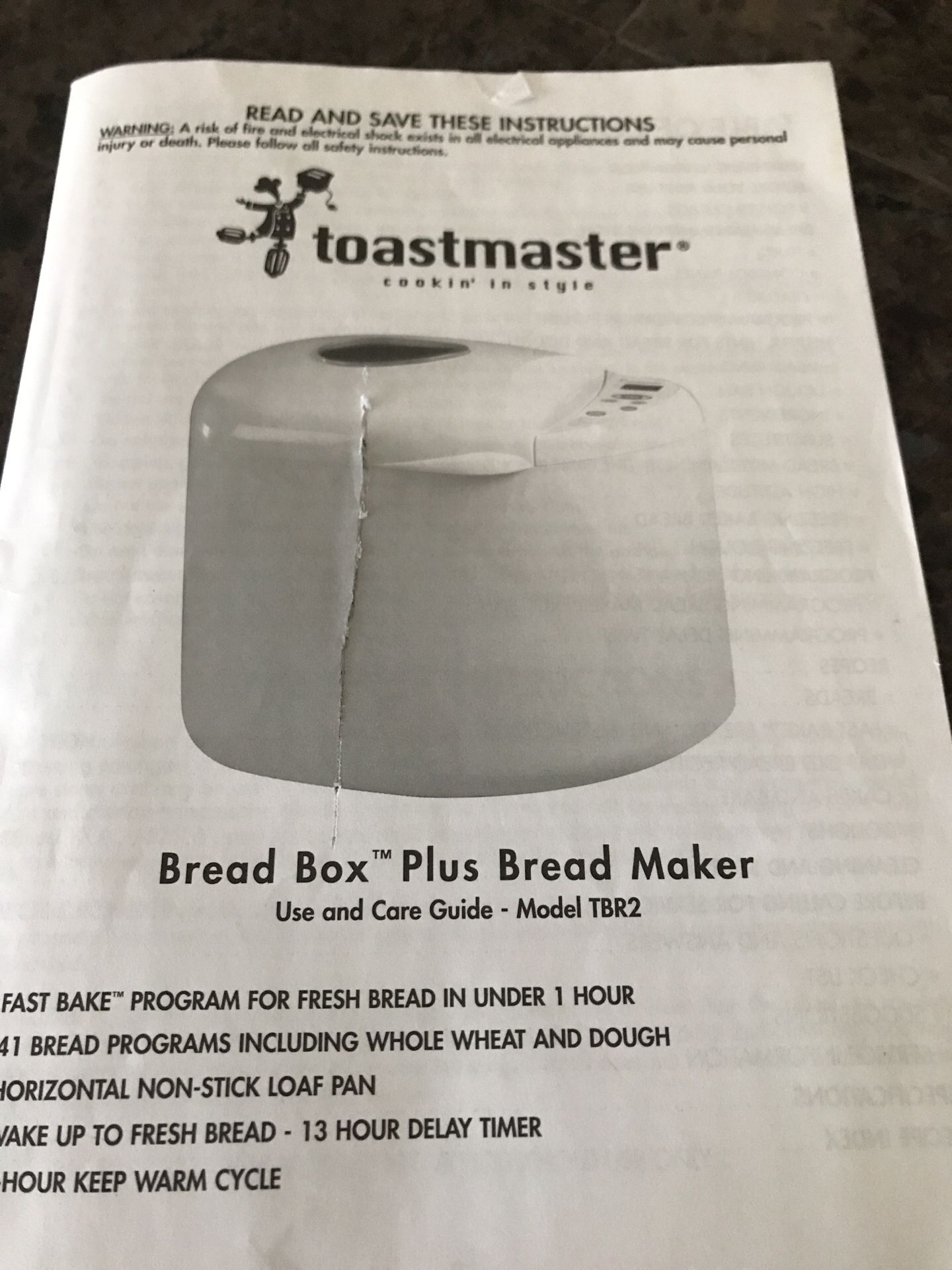 Toastmaster Bread box plus bread maker