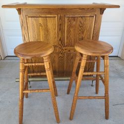 Oak Bar And Chairs