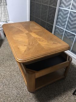 Hard Wood Coffee Table with lift up top 48 x 24”