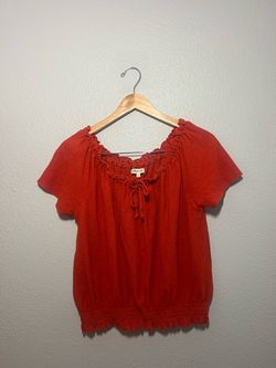 Madewell Texture & Thread Rust Orange Drawstring Top | M