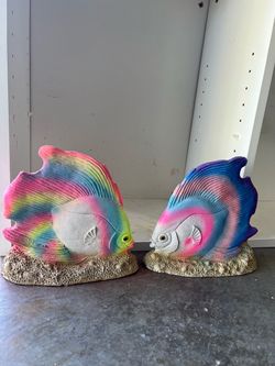 Colorful Tropical Fish Figurines Set of 2