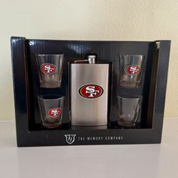 SF 49ers Flask & Shot Glasses Set (5pcs)