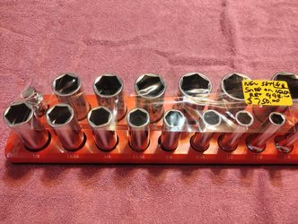 Snapon 1/3" Drive 6 Point Deep 3/8- 1 1/4" Set With Swivel 