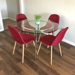 Modern Red Dining Table Set