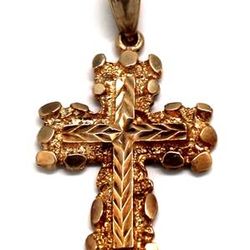 Mens 10K Gold Nugget-Style Cross Pendant